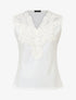 Top uni sans manches col en crochet - Blanc - 5