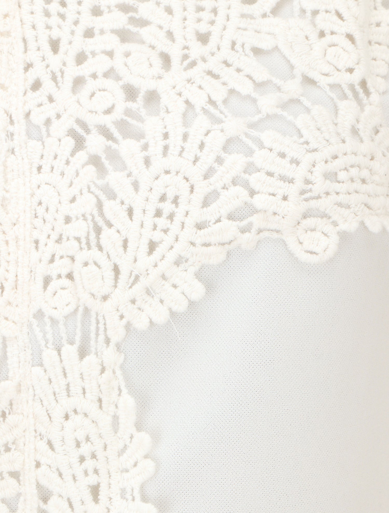 Top uni sans manches col en crochet - Blanc - 3