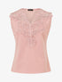 Top uni sans manches col en crochet - Rose poudré - 1