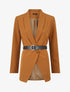 Blazer long ceinturé - Marron - 1