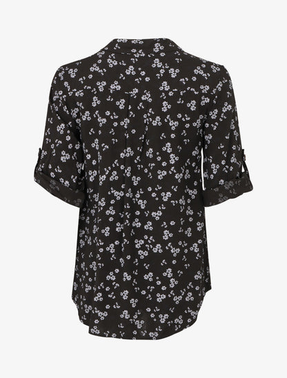 Blouse à imprimé fleuri - Noir - 2