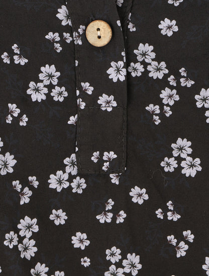Blouse à imprimé fleuri - Noir - 3
