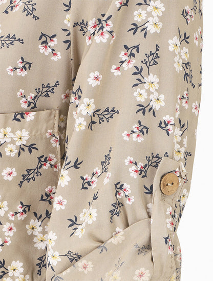 Blouse à imprimé fleuri - Beige - 3
