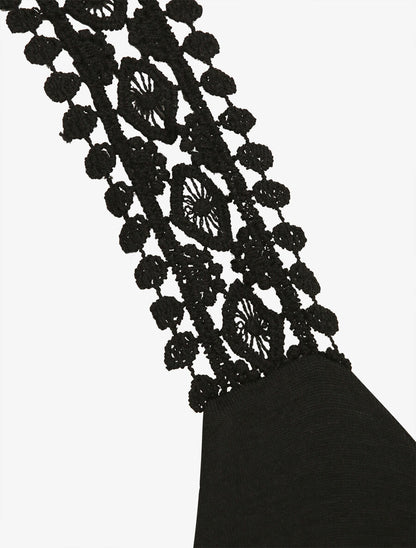 Débardeur coupe droite à bretelles en crochet - Noir - 3