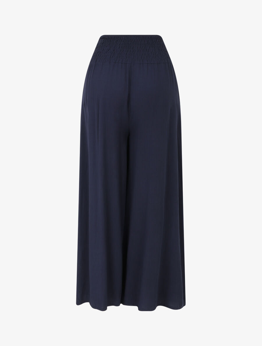 Pantalon ample à taille élastiquée - Marine - 2