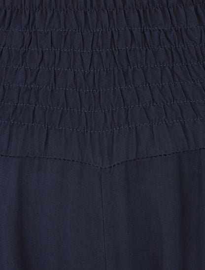 Pantalon ample à taille élastiquée - Marine - 3