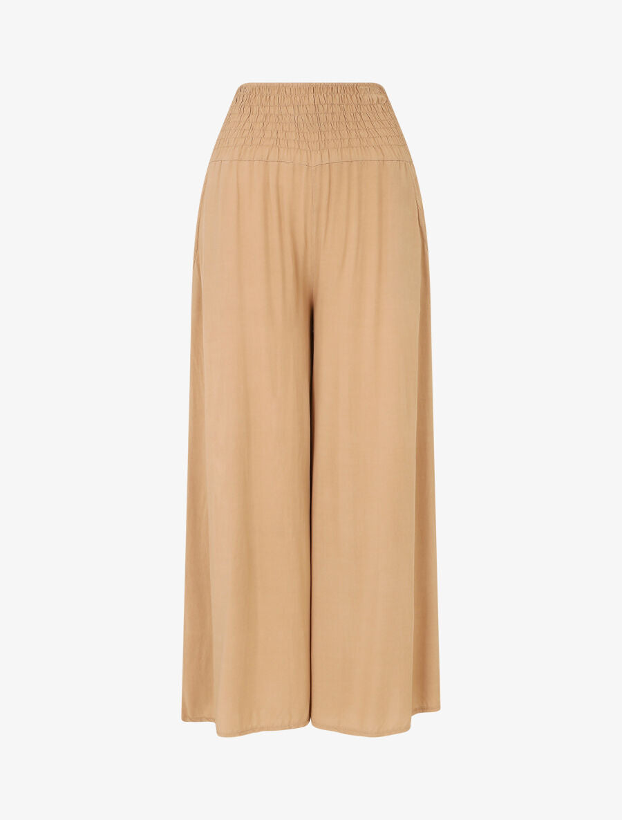 Pantalon ample à taille élastiquée - Camel - 1