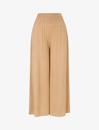 Pantalon ample à taille élastiquée - Camel - 1