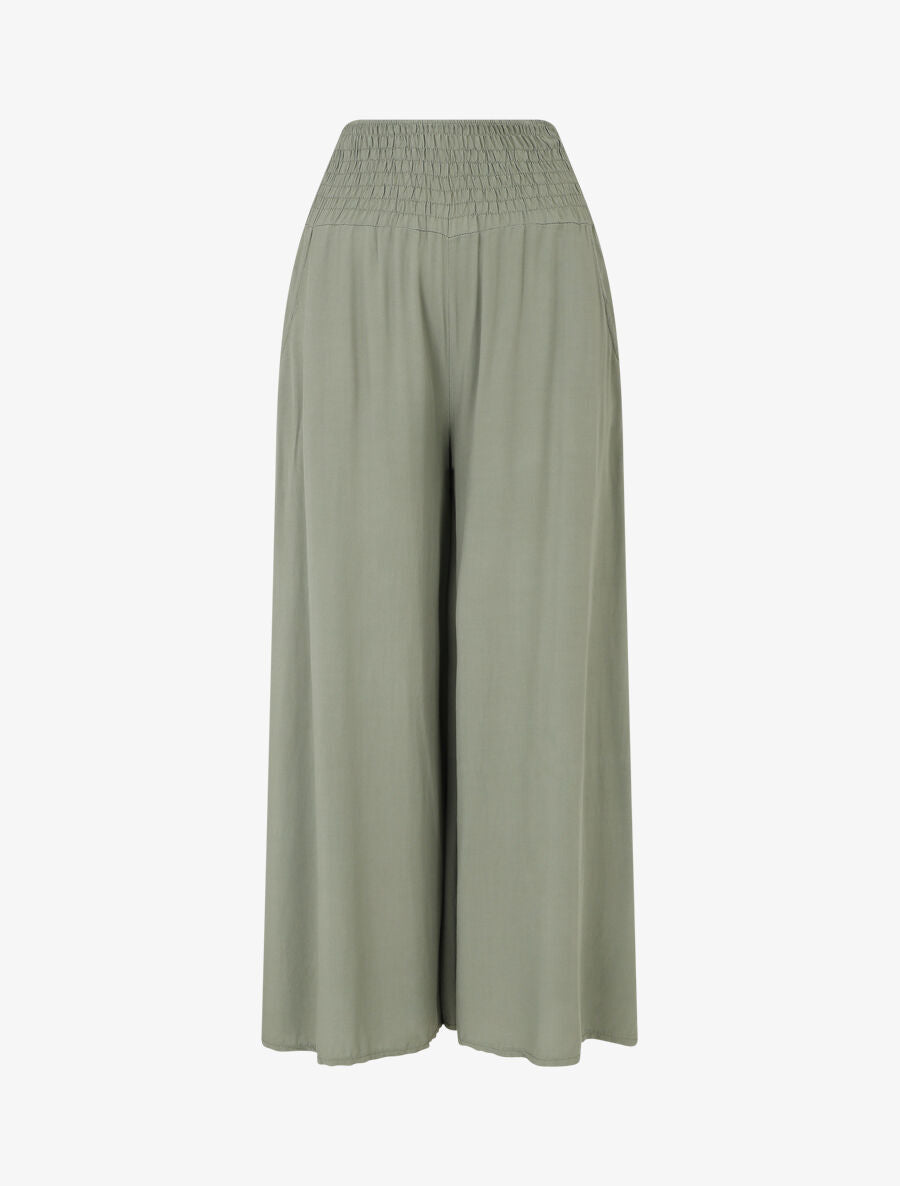 Pantalon ample à taille élastiquée - Kaki - 1
