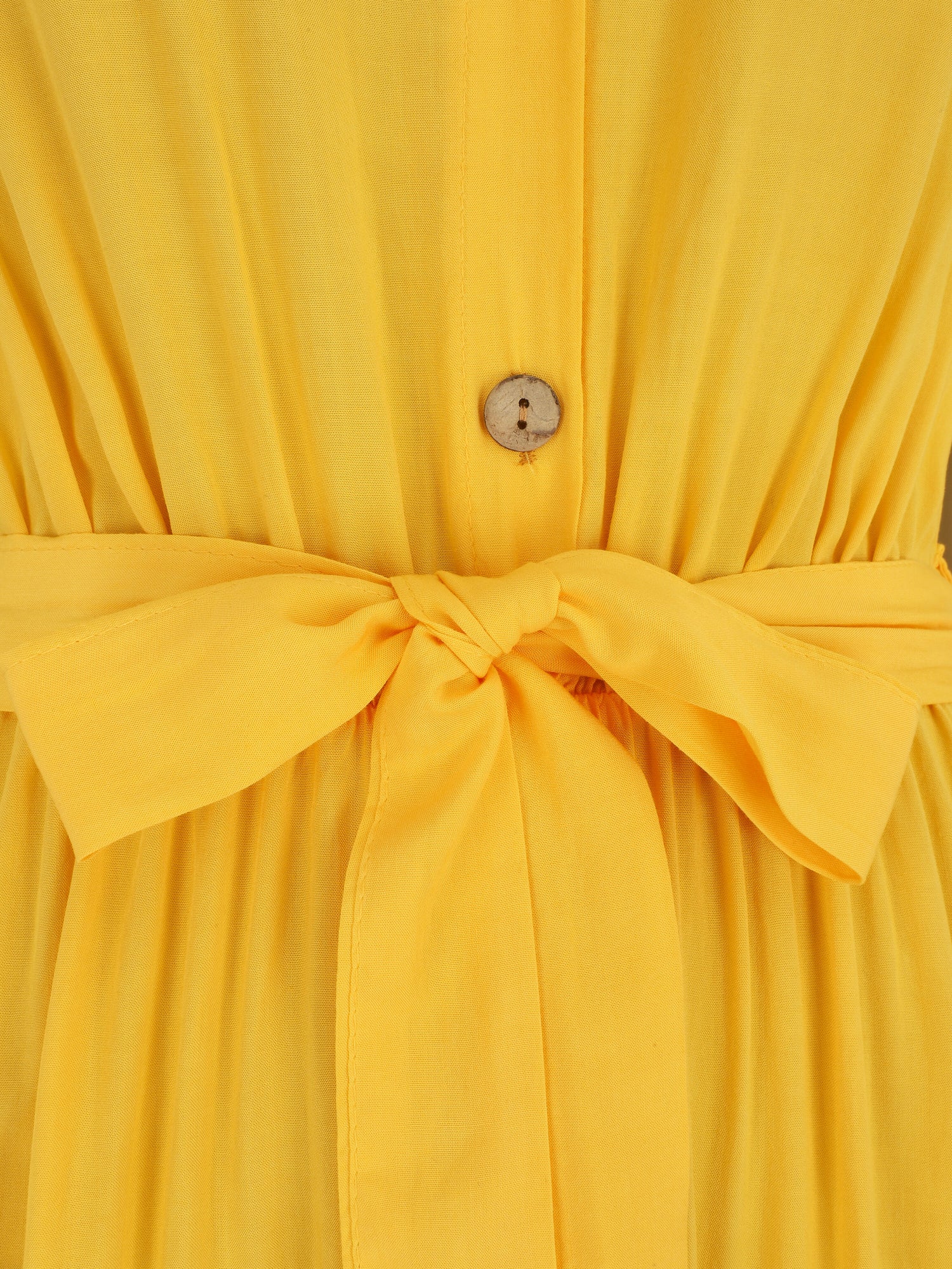 Robe longue unie style chemise - Jaune - 3