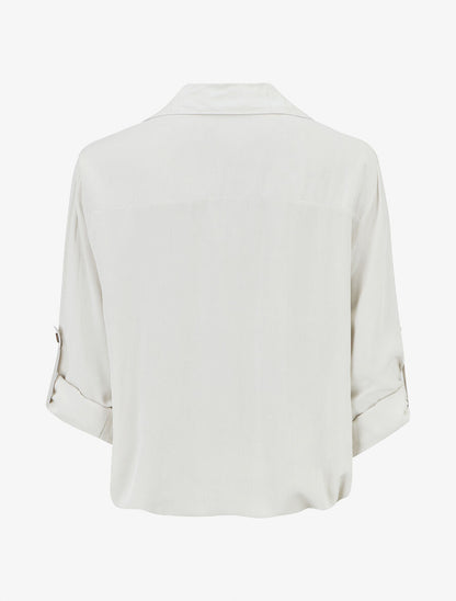 Chemise élastiquée unie manches longues - Beige - 2