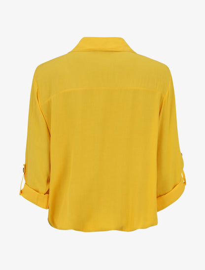 Chemise élastiquée unie manches longues - Jaune - 2