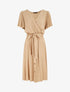 Robe mi-longue boutonnée à manches courtes - Beige - 1