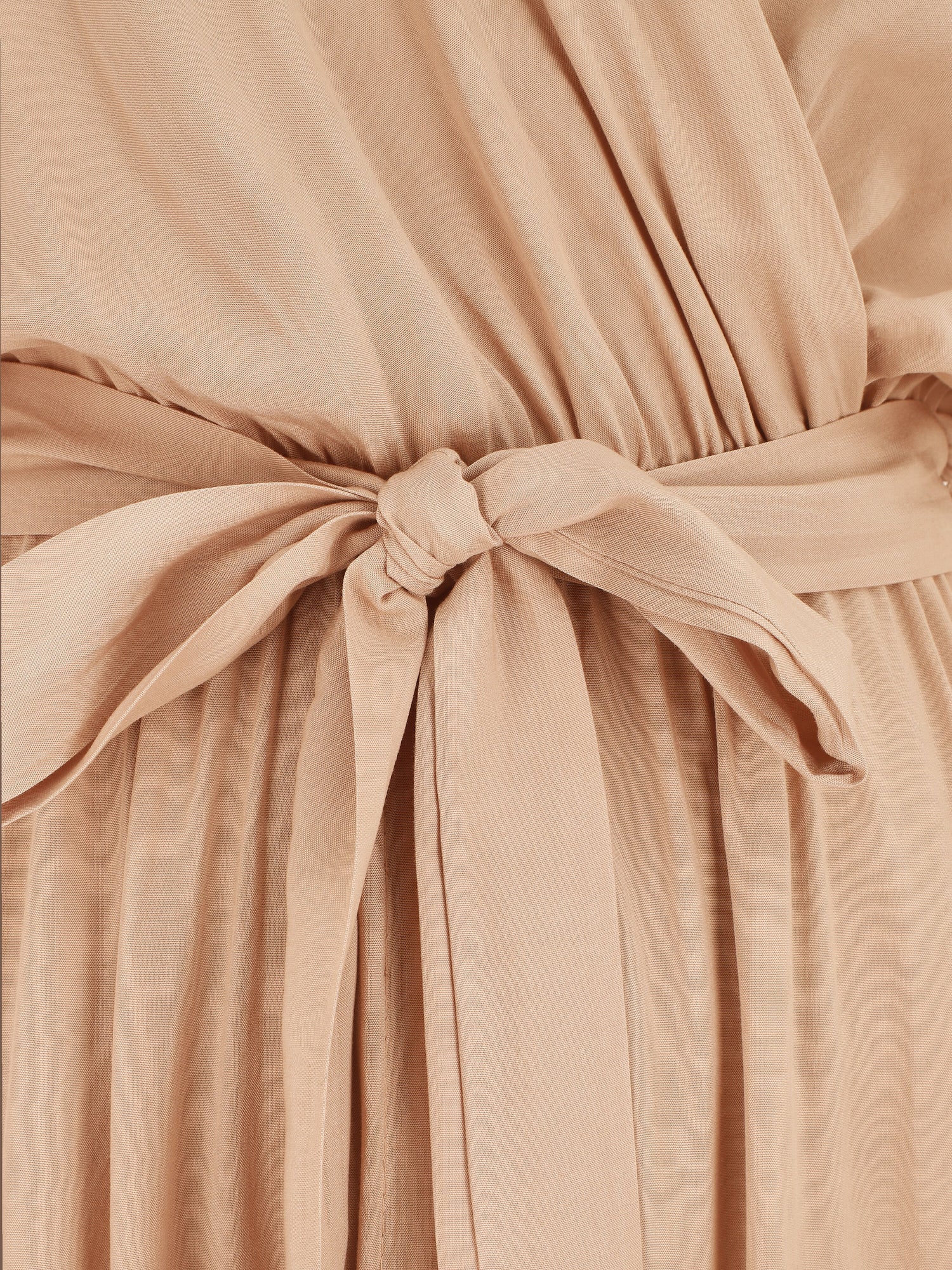 Robe mi-longue boutonnée à manches courtes - Beige - 3