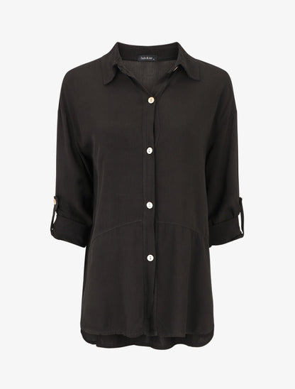 Chemise fluide oversize - Noir - 1