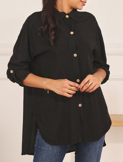 Chemise fluide oversize - Noir - 4