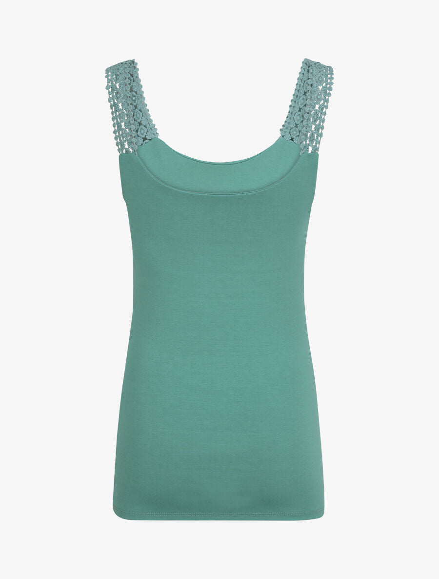 Débardeur coupe droite à bretelles en crochet - Vert menthe - 2