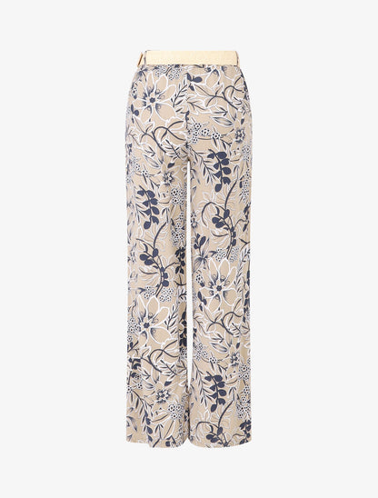 Pantalon fluide imprimé fleurs - Taupe - 2