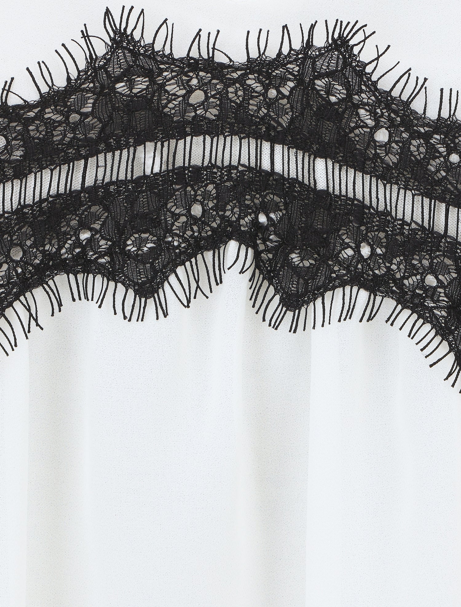 Blouse en voile et dentelle - Blanc - 3