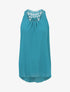 Top en voile sans manches dos en crochet - Turquoise - 4