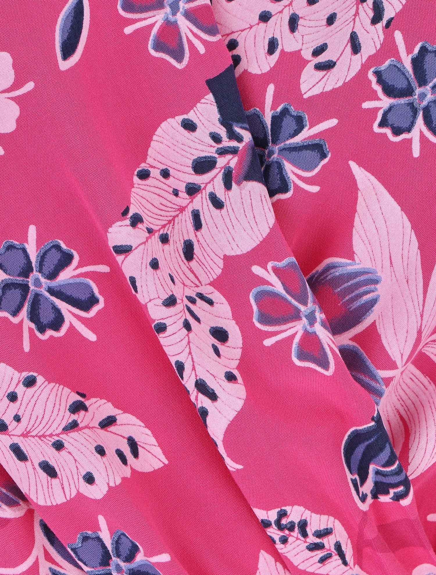 Robe longue fleurie col cache-coeur - Fuschia - 3
