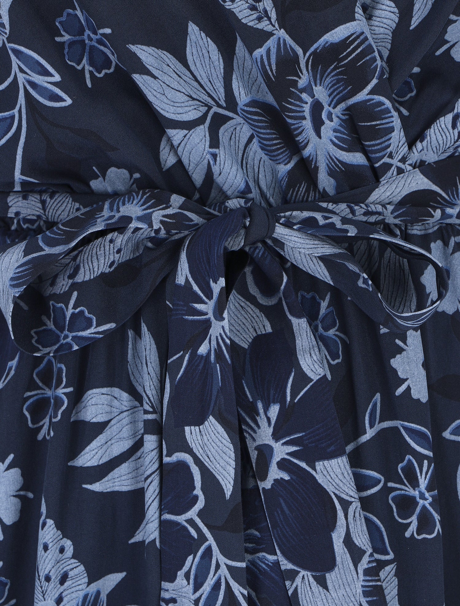 Robe longue fleurie col cache-coeur - Marine - 3