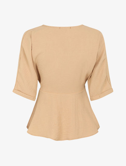 Top fluide boutonné - Beige - 2