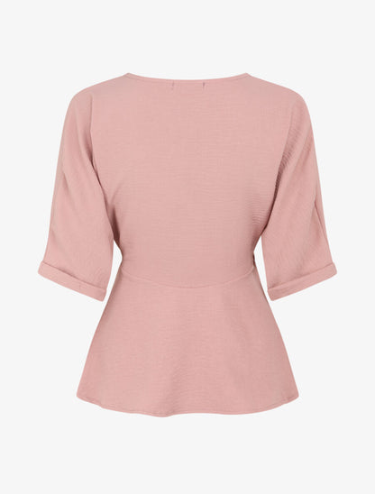Top fluide boutonné - Rose poudré - 2