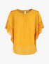 Top uni en voile et dentelle - Jaune moutarde - 1