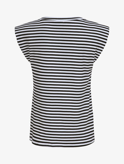 Top marinière coupe droite à épaulettes - Noir - 3