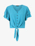 Top uni à manches volantées - Bleu - 1
