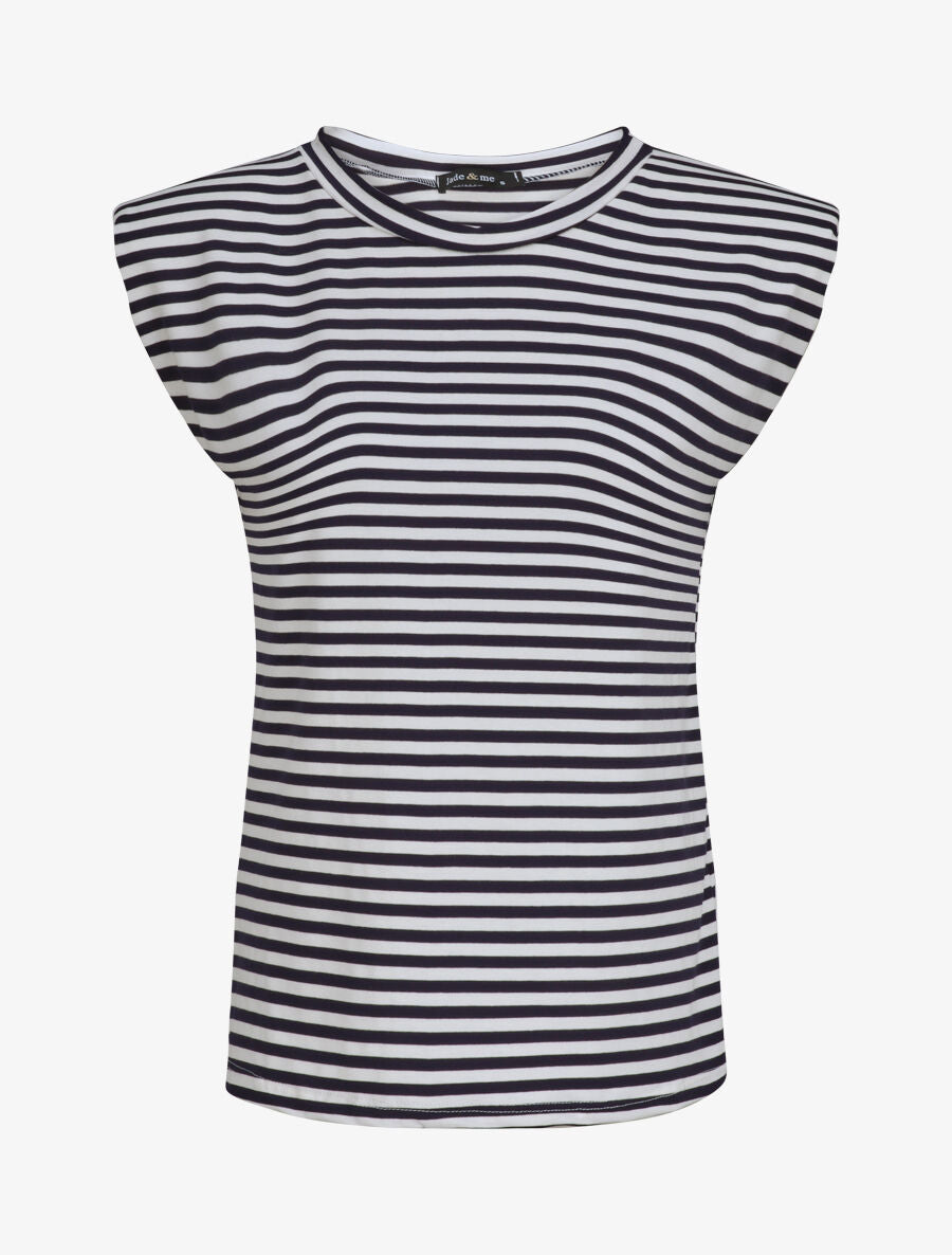 Top marinière coupe droite à épaulettes - Marine - 4