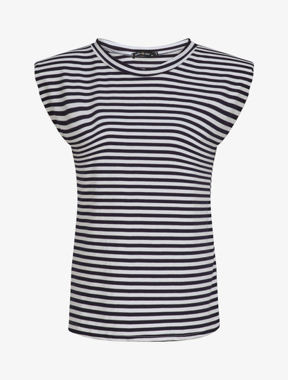 Top marinière coupe droite à épaulettes - Marine - 4
