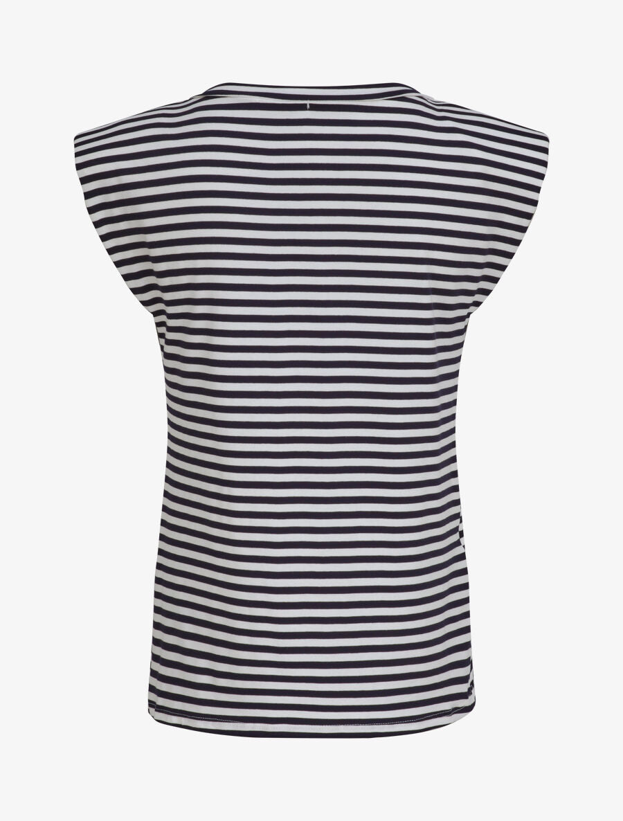 Top marinière coupe droite à épaulettes - Marine - 2