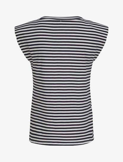 Top marinière coupe droite à épaulettes - Marine - 2