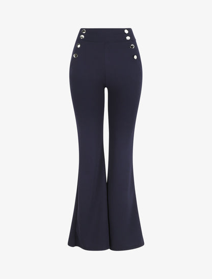 Pantalon fluide à fermeture stylisée - Marine - 5