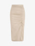Jupe mi-longue à détail froncé - Beige - 5