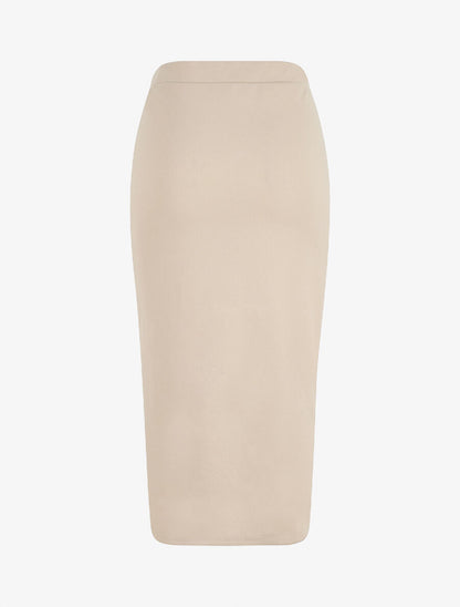 Jupe mi-longue à détail froncé - Beige - 2