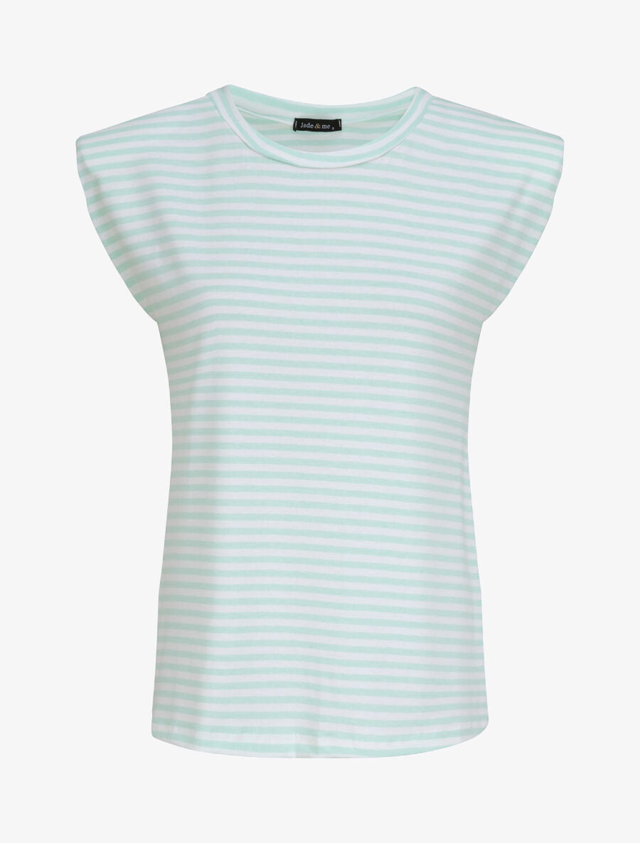 Top marinière coupe droite à épaulettes - Vert menthe - 1