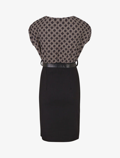 Robe courte ajustée à motif fantaisie - Noir - 2