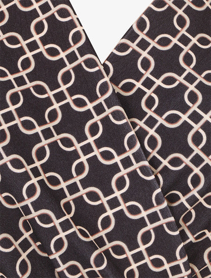 Robe courte ajustée à motif fantaisie - Noir - 3
