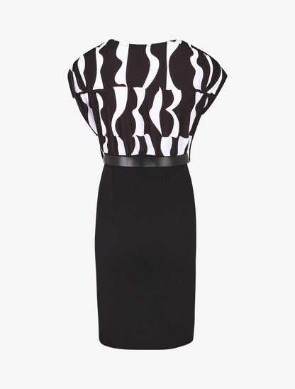 Robe courte ajustée à motif géométrique - Noir - 2