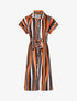 Robe chemise rayée longue manches courtes - Orange - 5