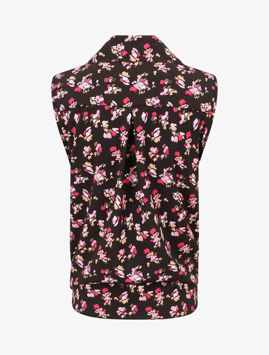 Chemise fleurie sans manches - Noir - 2
