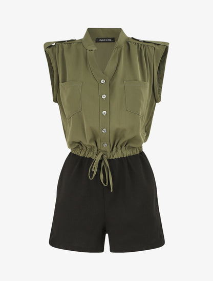 Combishort fluide sans manches - Kaki - 5