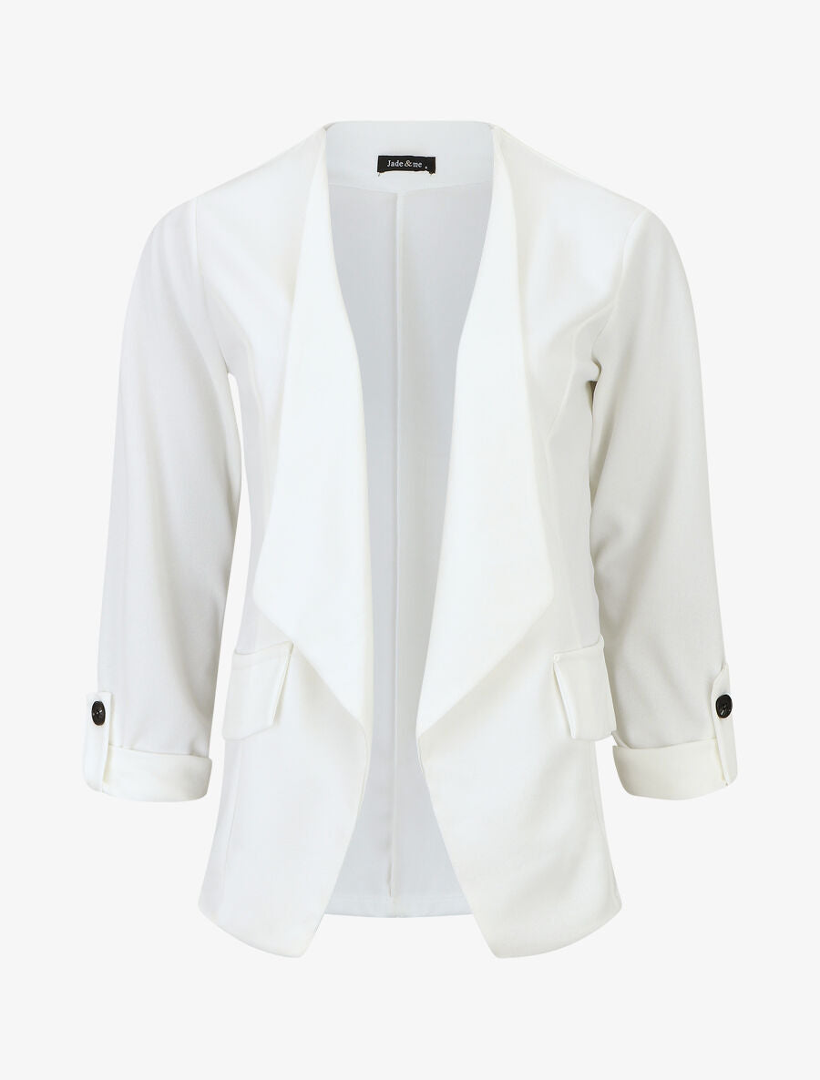 Veste droite unie col cascade - Blanc - 5