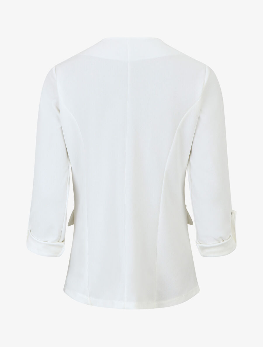 Veste droite unie col cascade - Blanc - 2