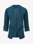 Veste droite unie col cascade - Bleu canard - 5