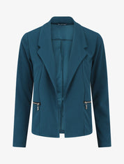 Blazer fluide uni à poches zippées - Bleu canard - 5