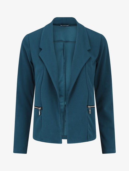 Blazer fluide uni à poches zippées - Bleu canard - 5